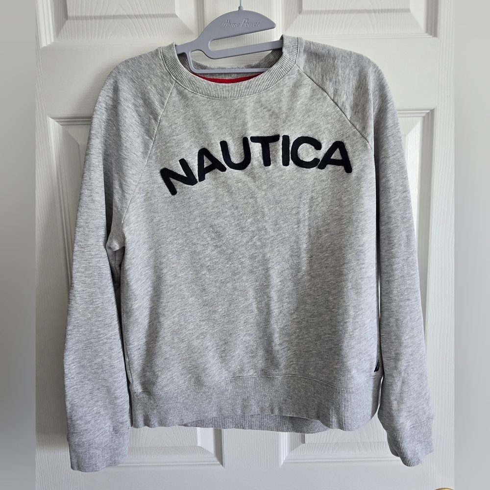 Nautica Women's Heather Gray Crew Neck Sweater